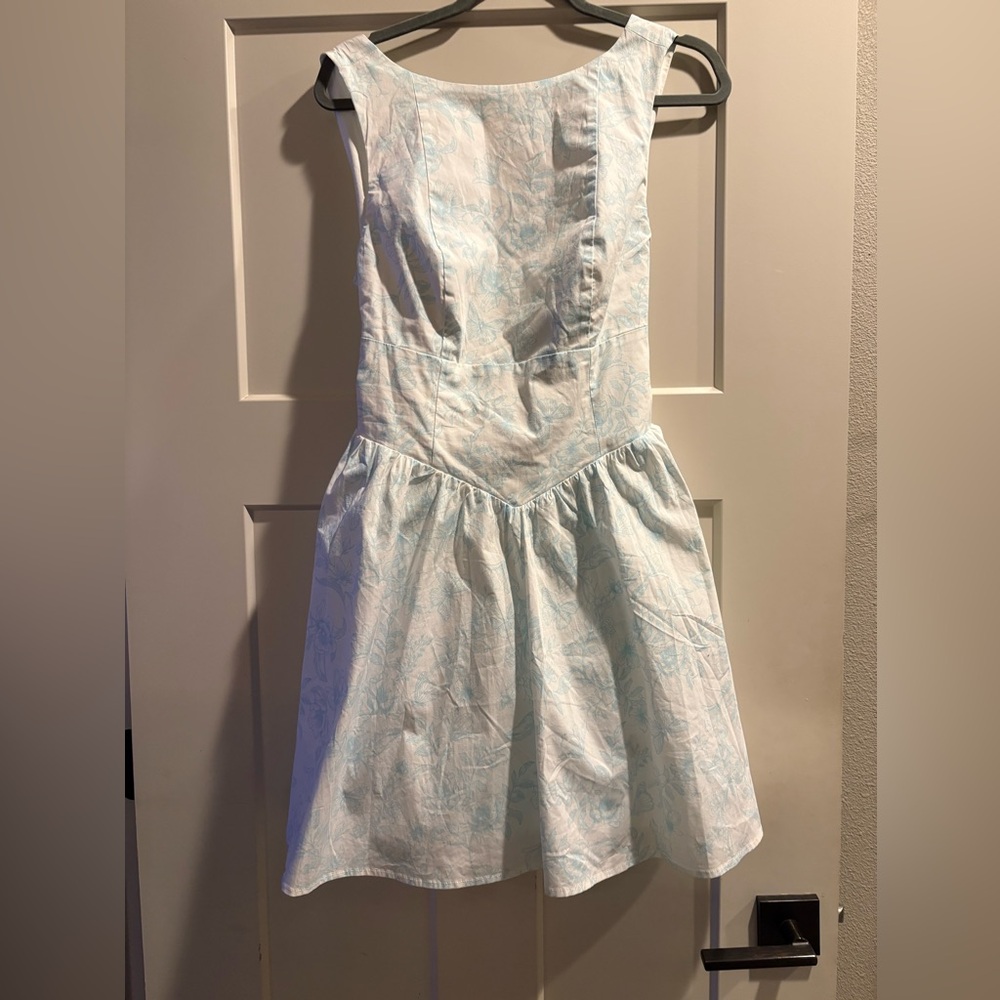 White & Blue Floral Wild Fable Cotton Dress - Large - NWOT